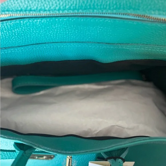 MadBag BIRKIMAD 40 Structured Italian Leather Tote – Teal NWT - Picture 10 of 14